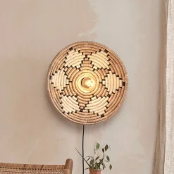 GOOD & MOJO Andros væglampe, natur/hvid, stik, Ø 45 cm