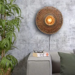 GOOD & MOJO Bali væglampe af bambus, Ø 44 cm