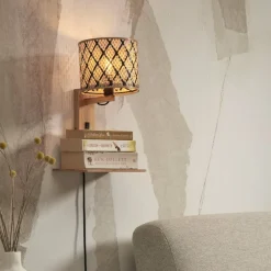 GOOD & MOJO Java væglampe, hylde, natur/sort