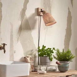 GOOD & MOJO væglampe Java, naturlig, stik, bambus