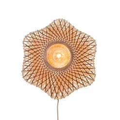 GOOD & MOJO væglampe Madura, brun, Ø 44 cm, bambusstik