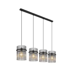 Gorley pendel, længde 110 cm, røggrå, 4-lys, glas