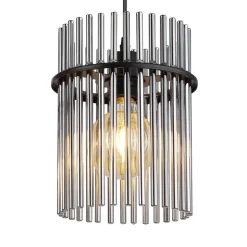 Gorley pendel, længde 110 cm, røggrå, 4-lys, glas