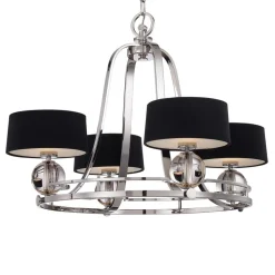 Gotham lysekrone, 4 lyskilder, med tekstilskærme