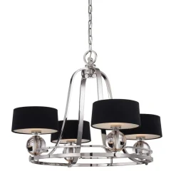 Gotham lysekrone, 4 lyskilder, med tekstilskærme