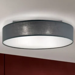 Grå loftlampe Ufo med lærredsskærm