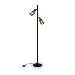 Gulvlampe 1486025 2 lyskilder skærme røgfarveglas