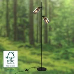 Gulvlampe 1486025 2 lyskilder skærme røgfarveglas