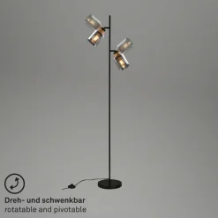 Gulvlampe 1486025 2 lyskilder skærme røgfarveglas