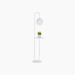 Gulvlampe Bari, hvid, metal, glas