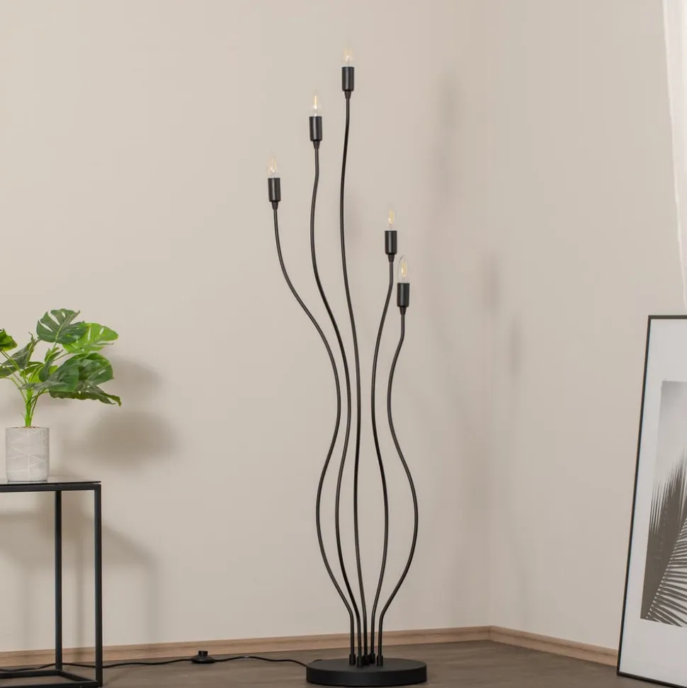 Gulvlampe Bonibon 13231 sort metal højde 155 cm 5 lyskilder