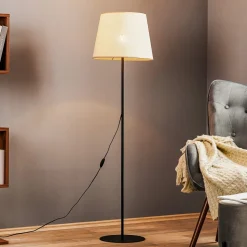 Gulvlampe Chicago med skærm i hør