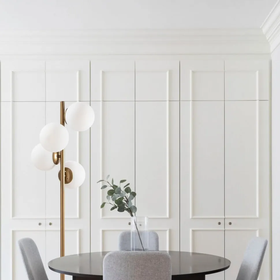 Gulvlampe Faze, guldfarvet, glas, 130 cm, 4 lyskilder, E27