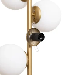 Gulvlampe Faze, guldfarvet, glas, 130 cm, 4 lyskilder, E27