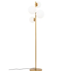 Gulvlampe Fazli, guld, glas/metal, højde 162 cm, E14