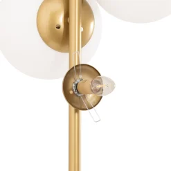 Gulvlampe Fazli, guld, glas/metal, højde 162 cm, E14