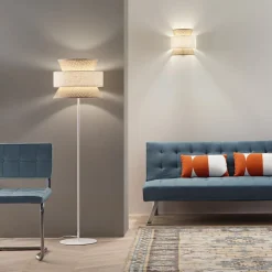 Gulvlampe Gazebo, natur/beige, højde 147 cm, rattan/stof