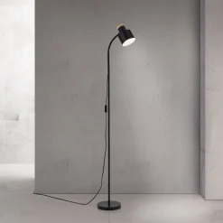 Gulvlampe Gili, sort mat, stål, højde 150 cm, E27