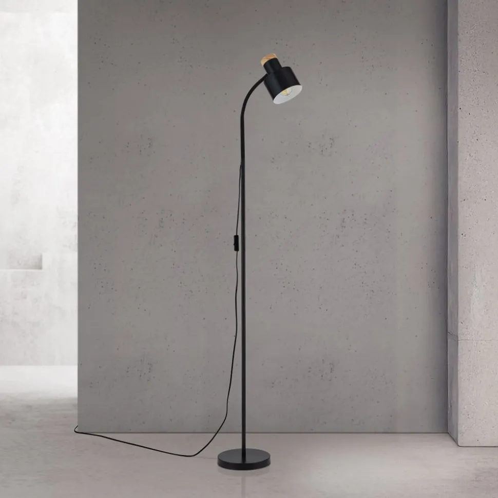 Gulvlampe Gili, sort mat, stål, højde 150 cm, E27