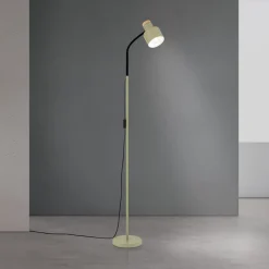 Gulvlampe Gili, stål, lysegrøn, højde 150 cm, E27