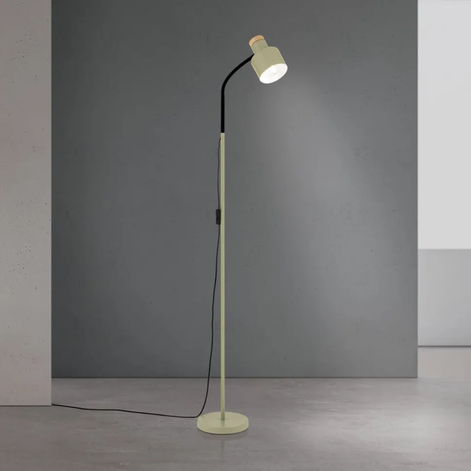 Gulvlampe Gili, stål, lysegrøn, højde 150 cm, E27