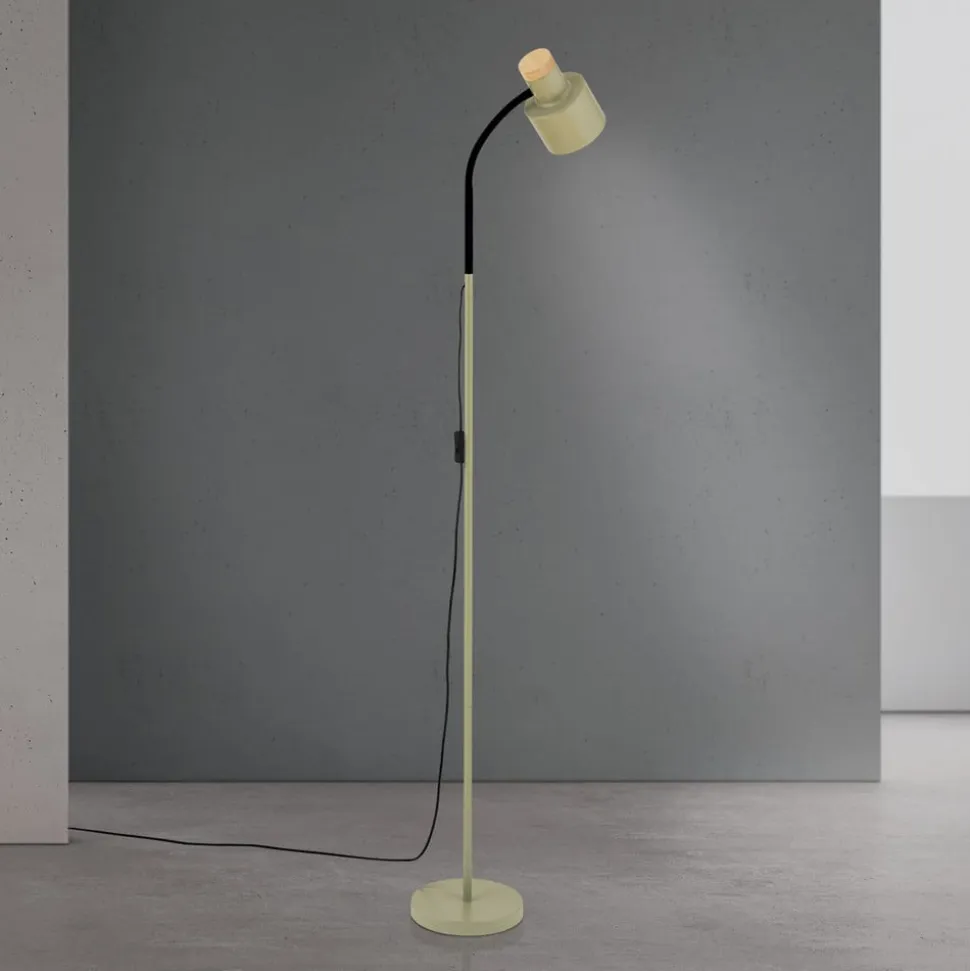 Gulvlampe Gili, stål, lysegrøn, højde 150 cm, E27