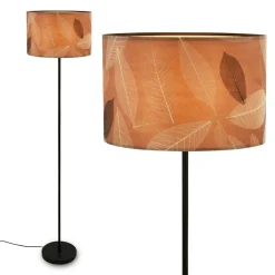 Gulvlampe Mata, brun, metal, stof, E27