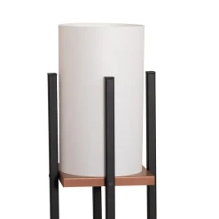 Gulvlampe Shelf, sort/kobber, stof, højde 130 cm, E27