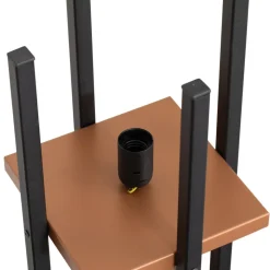 Gulvlampe Shelf, sort/kobber, stof, højde 130 cm, E27