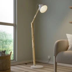 Gulvlampe Skansen, justerbar, hvid