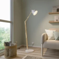 Gulvlampe Skansen, justerbar, hvid