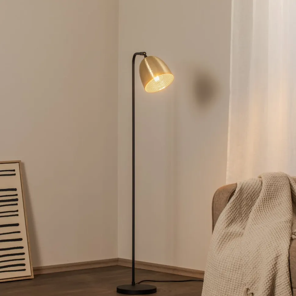 Gulvlampe Tattoo 4091 antik guld/sort, metal Højde 120 cm