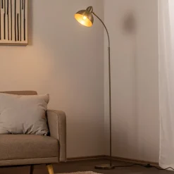 Gulvlampe Varzan, guld, metal, højde 162 cm, E27