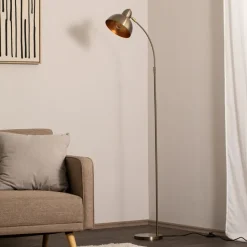 Gulvlampe Varzan, guld, metal, højde 162 cm, E27