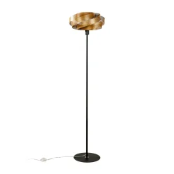 Gulvlampe Vento, sort/guld, metal, Ø 40 cm, E27