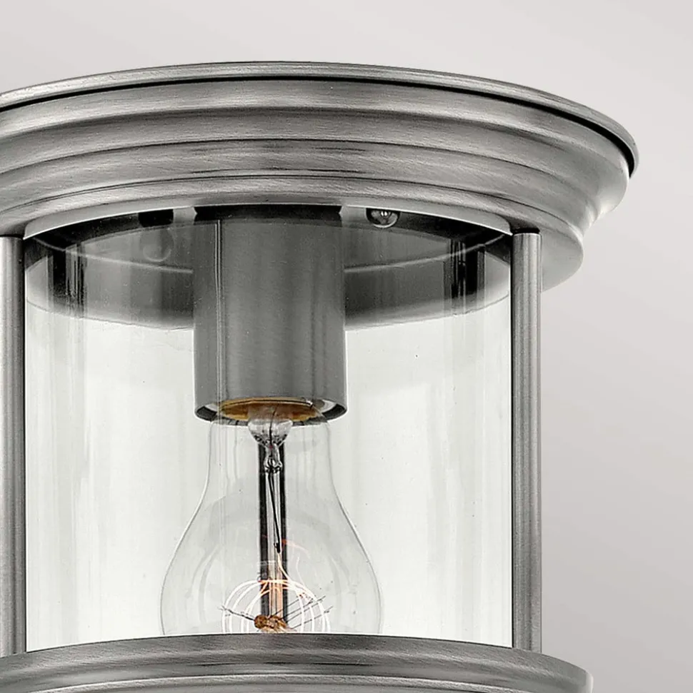 Hadrian Mini udendørs loftslampe, antik nikkel/klar