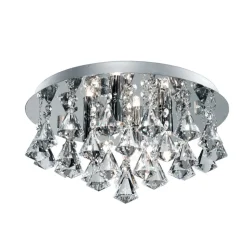 Hanna loftlampe, rund, IP44, 38 cm, krom pyramide