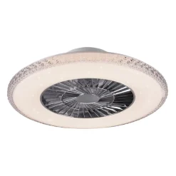 Harstad LED-loftventilator, krystalramme