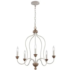 Hartsville lysekrone, 5 lyskilder, kalkhvid