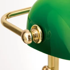 Harvard banklampe med trækafbryder, messing/grøn