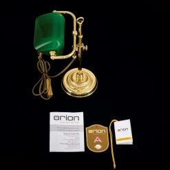 Harvard banklampe, messing/grøn, højde 32 cm