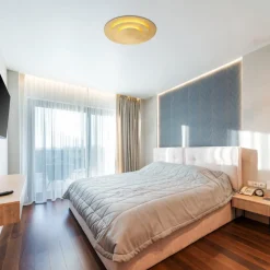 Heda LED-loftslampe, Ø 35 cm, guldfarvet, metal