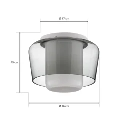 Helestra Canio - loftlampe i glas, røggrå