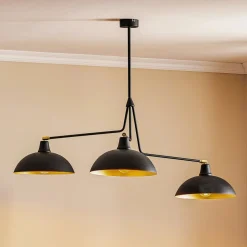 Hængelampe 1036, 3 lyskilder, sort-gylden