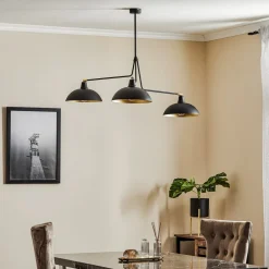 Hængelampe 1036, 3 lyskilder, sort-gylden