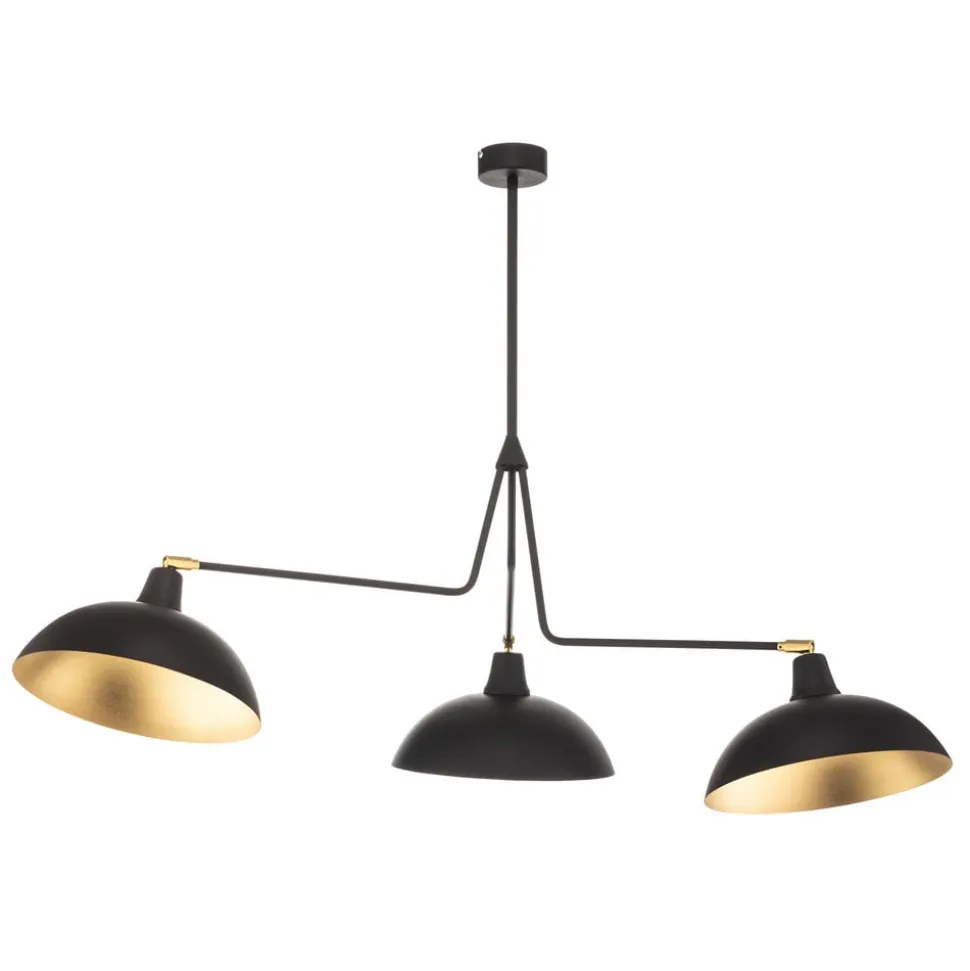 Hængelampe 1036, 3 lyskilder, sort-gylden