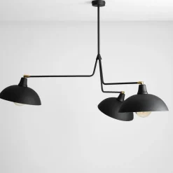 Hængelampe 1036, 3 lyskilder, sort-gylden