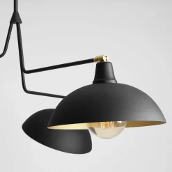Hængelampe 1036, 3 lyskilder, sort-gylden