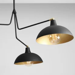 Hængelampe 1036, 3 lyskilder, sort-gylden