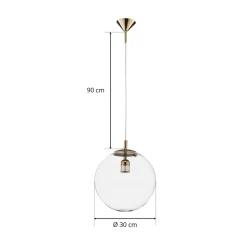 Hængelampe 562, glas klar, kappe/baldakin guld